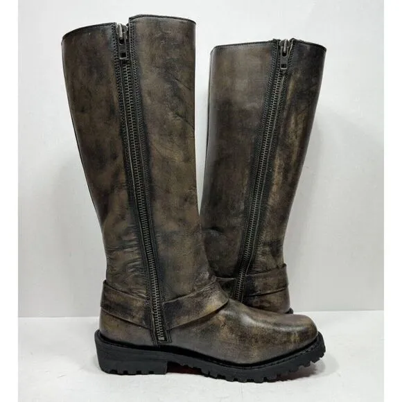 Milwaukee Distressed Brown Harness Square Toe Boots MBL9368 Womens Size 9.5