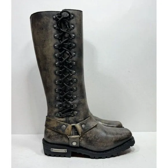 Milwaukee Distressed Brown Harness Square Toe Boots MBL9368 Womens Size 9.5