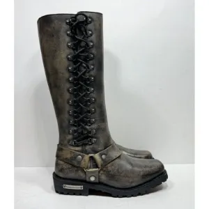 Milwaukee Distressed Brown Harness Square Toe Boots MBL9368 Womens Size 9.5