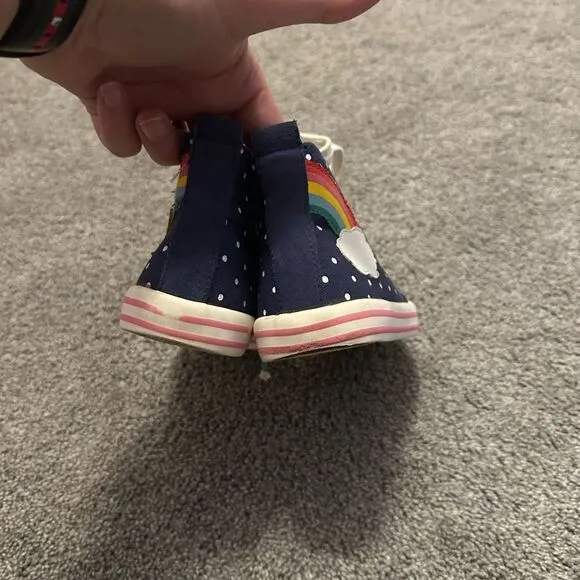 Mini Boden Navy Spot Rainbow Appliqué High Top Sneakers Sz 29