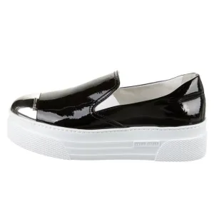 MIU MIU PATENT LEATHER PLATFORMS SHOES