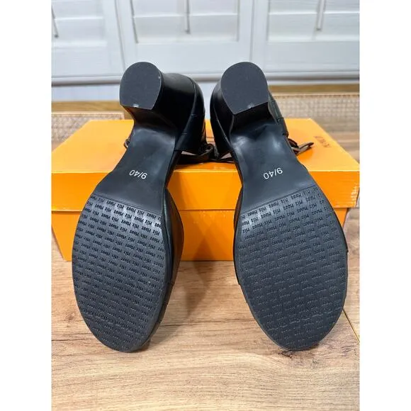 Miz Mooz NYC Frenchy Heels Black Leather Size 9 US 49 EU NIB