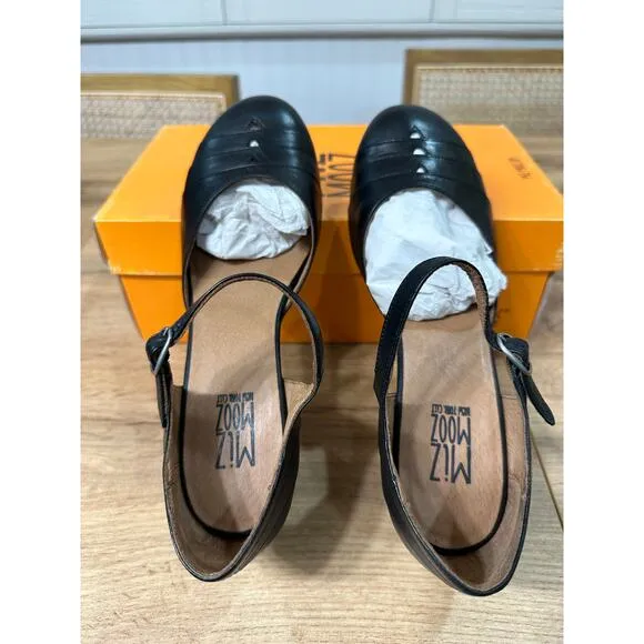 Miz Mooz NYC Frenchy Heels Black Leather Size 9 US 49 EU NIB