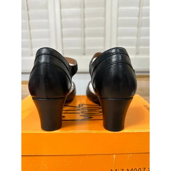 Miz Mooz NYC Frenchy Heels Black Leather Size 9 US 49 EU NIB
