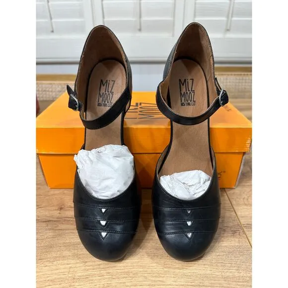 Miz Mooz NYC Frenchy Heels Black Leather Size 9 US 49 EU NIB