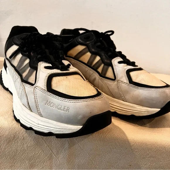 Moncler Black and Cream Chunky Sneakers-size 46 (12 US)