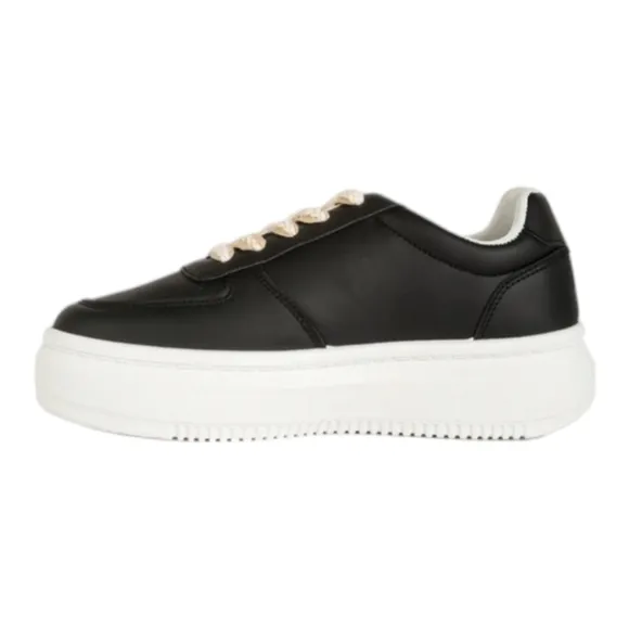 Monigue Faux Leather Cross Stitch Detail Sneakers