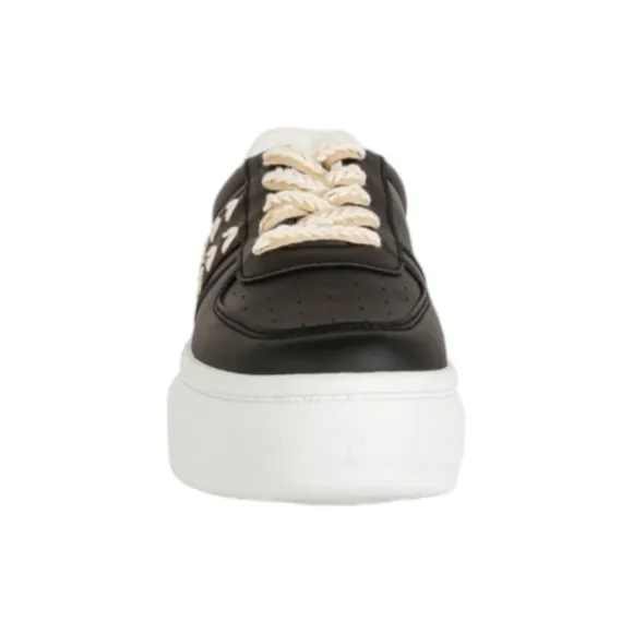 Monigue Faux Leather Cross Stitch Detail Sneakers