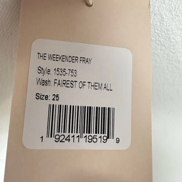 MOTHER Exclusive Fairest Of Them All The Weekender Fray Size 25