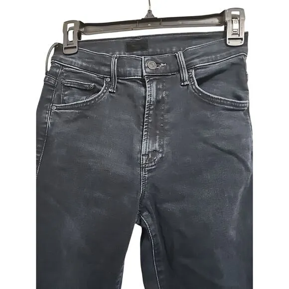 Mother The Insider Crop Fray Step Hem Jeans Night In Paris Black Size 25 NWOT