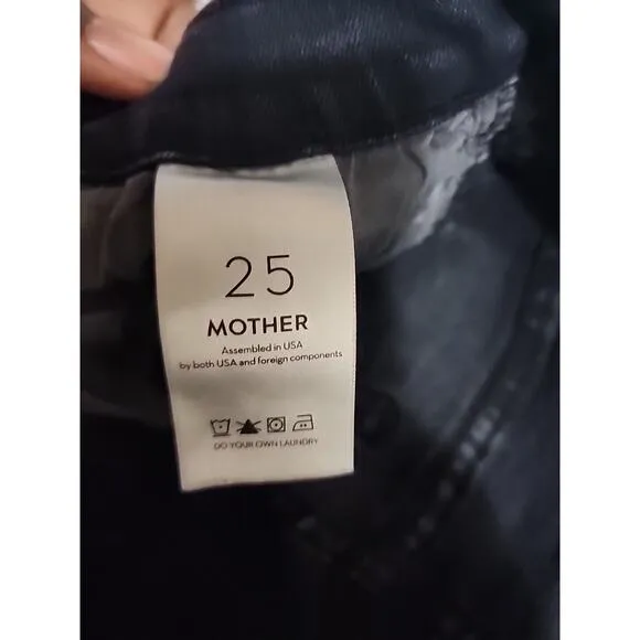 Mother The Insider Crop Fray Step Hem Jeans Night In Paris Black Size 25 NWOT