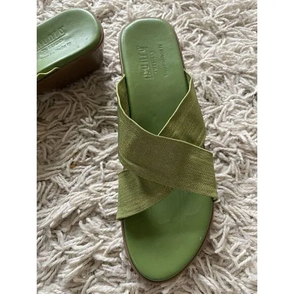Munro Sandals Green Wedges Strappy Shoes 8.5 Walking Wedge