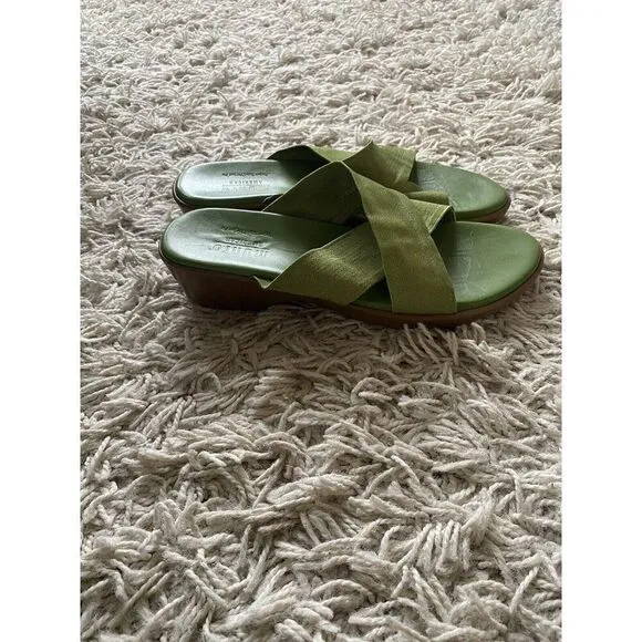 Munro Sandals Green Wedges Strappy Shoes 8.5 Walking Wedge