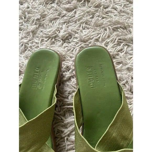 Munro Sandals Green Wedges Strappy Shoes 8.5 Walking Wedge