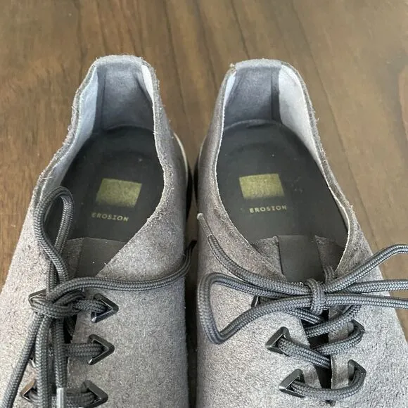 Muroexe Men’s Comfort Shoes 9 Made in Spain Gray Vegan Oxford Loafer Sneaker