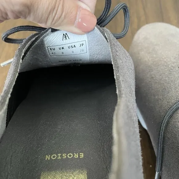 Muroexe Men’s Comfort Shoes 9 Made in Spain Gray Vegan Oxford Loafer Sneaker