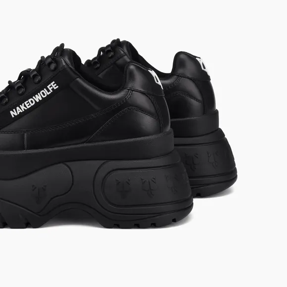 Naked Wolfe Black Chunky Platform Sneakers
