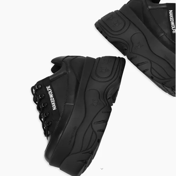 Naked Wolfe Black Chunky Platform Sneakers