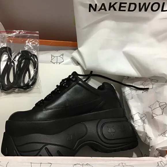 Naked Wolfe Black Chunky Platform Sneakers
