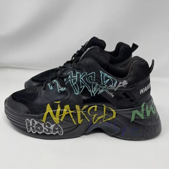 Naked Wolfe Titan Sneakers Size 12 Graffiti Black Rare Hip Hop Chunky Y2K