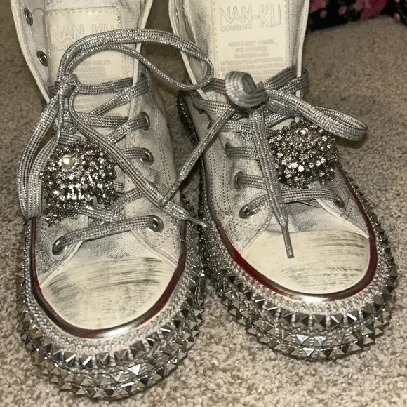 NAN-KU COUTURE Cruise Studded Hi Top Sneakers in White