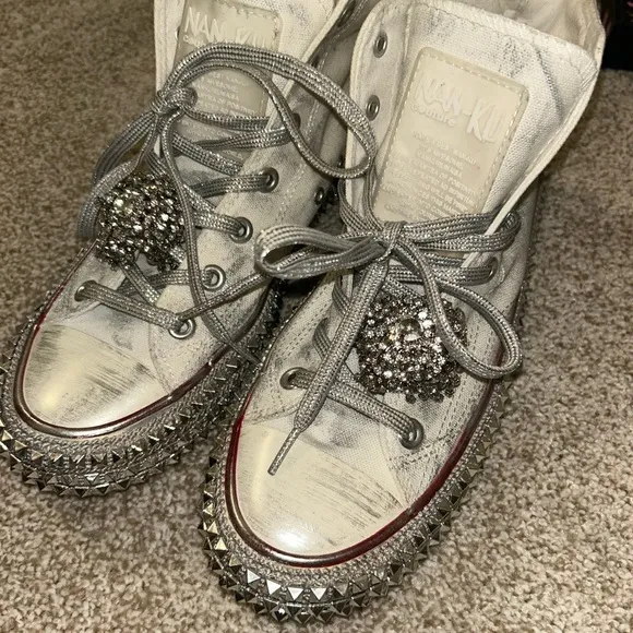 NAN-KU COUTURE Cruise Studded Hi Top Sneakers in White
