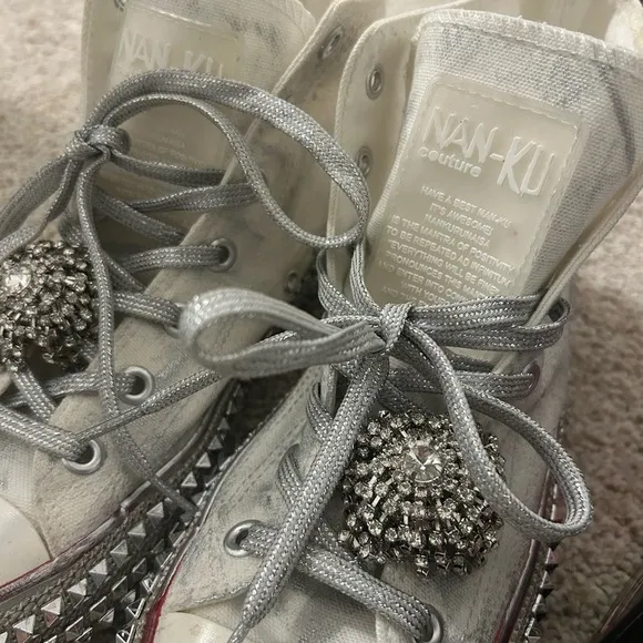 NAN-KU COUTURE Cruise Studded Hi Top Sneakers in White