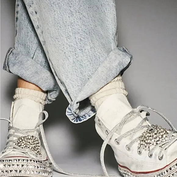 NAN-KU COUTURE Cruise Studded Hi Top Sneakers in White