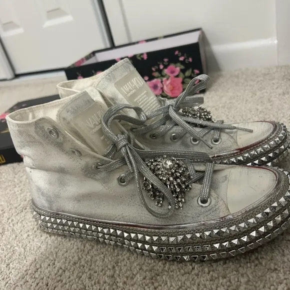 NAN-KU COUTURE Cruise Studded Hi Top Sneakers in White