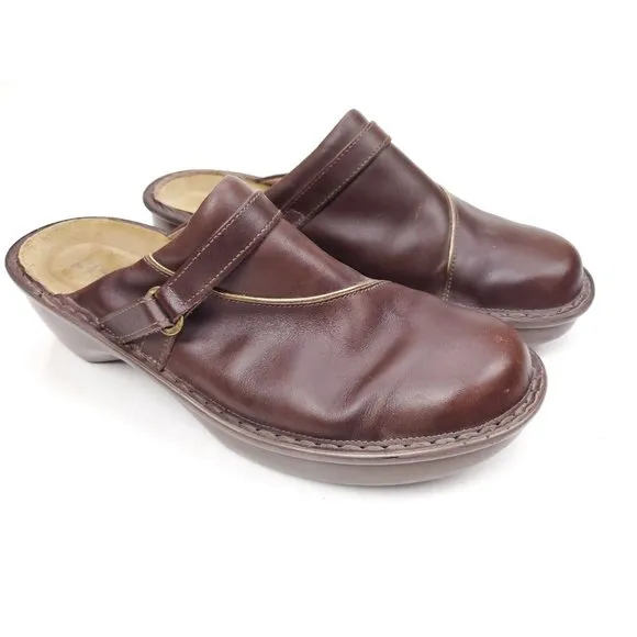 Naot FLORENCE Brown Leather Comfort Clogs Mules Slip On Shoes Size 40 N US 9-9.5