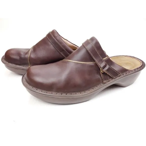Naot FLORENCE Brown Leather Comfort Clogs Mules Slip On Shoes Size 40 N US 9-9.5