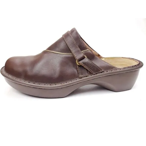 Naot FLORENCE Brown Leather Comfort Clogs Mules Slip On Shoes Size 40 N US 9-9.5