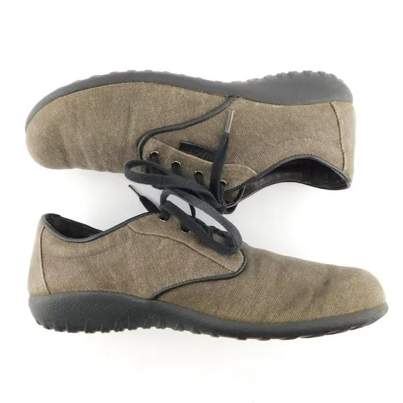 NAOT Taupe Gray Taupe Fabric Lace-up Oxfords Walking Sneaker Shoes 40EU / 9US