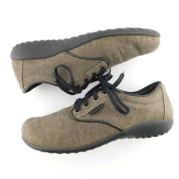 NAOT Taupe Gray Taupe Fabric Lace-up Oxfords Walking Sneaker Shoes 40EU / 9US