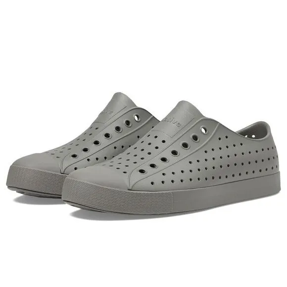 Native Shoes Jefferson Unisex US M11/W13 Gray Perforated Comfort Sneakers FZP395