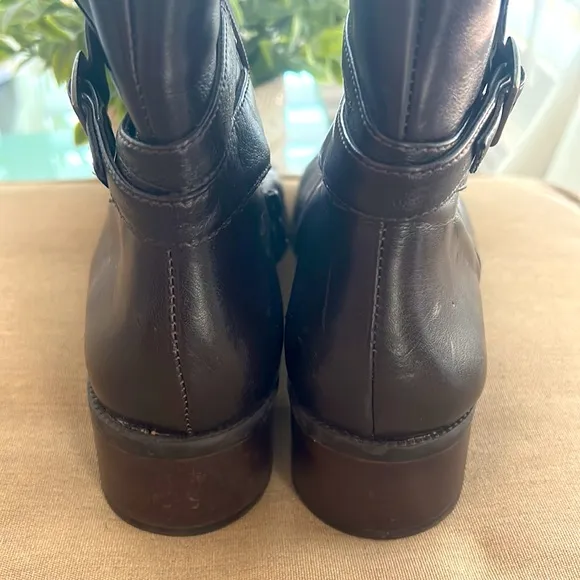 Naturalizer Brazil 7.5 Brown Bootie Faux Leather Zip Ankle Boot Shoes Western