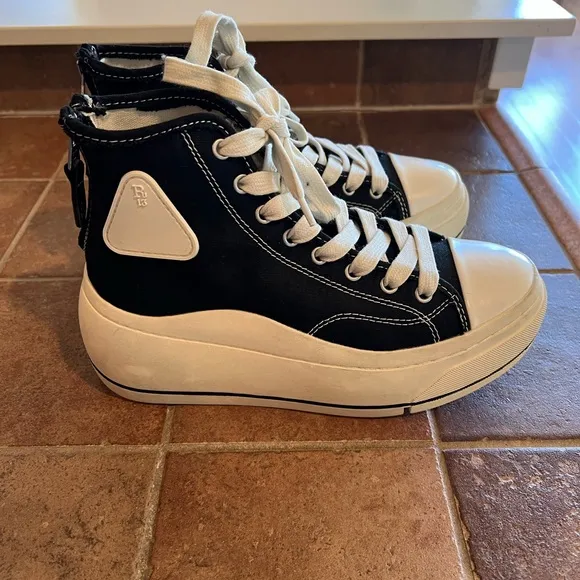 NEVER WORN! R13 Black and White High-Top Sneakers