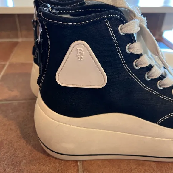 NEVER WORN! R13 Black and White High-Top Sneakers