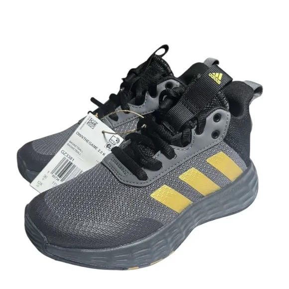 NEW adidas Own The Game 2.0 Basketball Shoe, Grey Five/Matte Gold/Core Black, 12