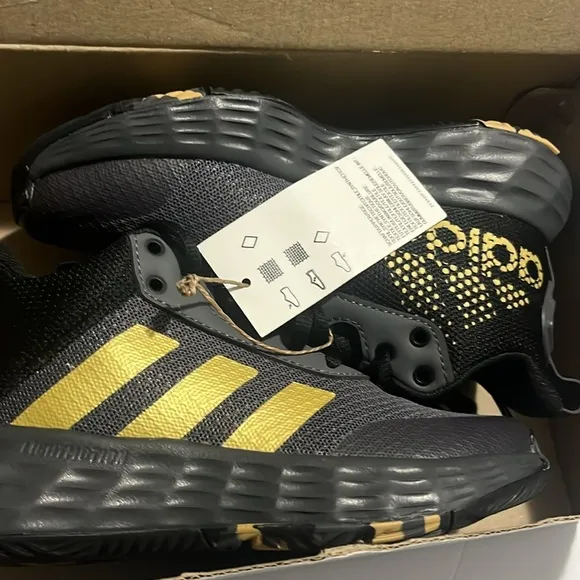 NEW adidas Own The Game 2.0 Basketball Shoe, Grey Five/Matte Gold/Core Black, 12