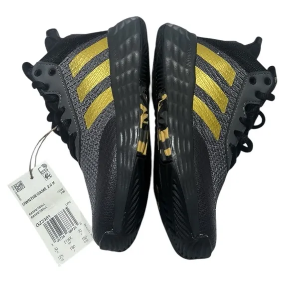 NEW adidas Own The Game 2.0 Basketball Shoe, Grey Five/Matte Gold/Core Black, 12