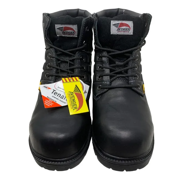 New Avenger Men's Sz 13 Steel Toe Internal Met Guard Work Boots Black A7300 NIB
