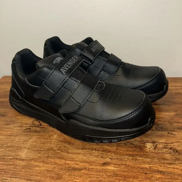 NEW Avengers Work Shoes Court EZ On Composite Toe Mens Size 9M Sneakers Black