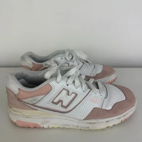 New Balance 550 Lace-Up Athletic Walking Sneakers Pink/Sand Shoes US 7W 5.5M