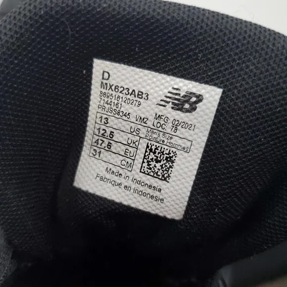 New Balance 623 Men 13D Black 623V3 Athletic Casual Sneakers Tennis Shoes