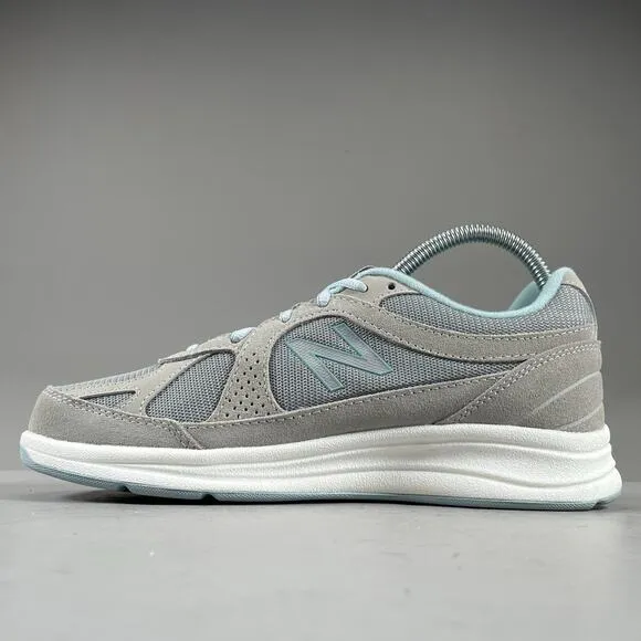 New Balance 877 Women’s Size 7 B Gray Blue Suede Walking Shoes Casual Sneakers