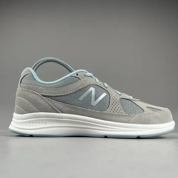 New Balance 877 Women’s Size 7 B Gray Blue Suede Walking Shoes Casual Sneakers