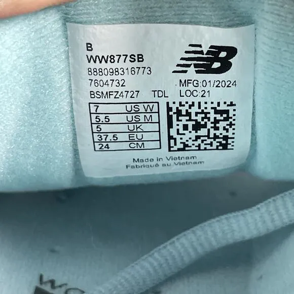 New Balance 877 Women’s Size 7 B Gray Blue Suede Walking Shoes Casual Sneakers