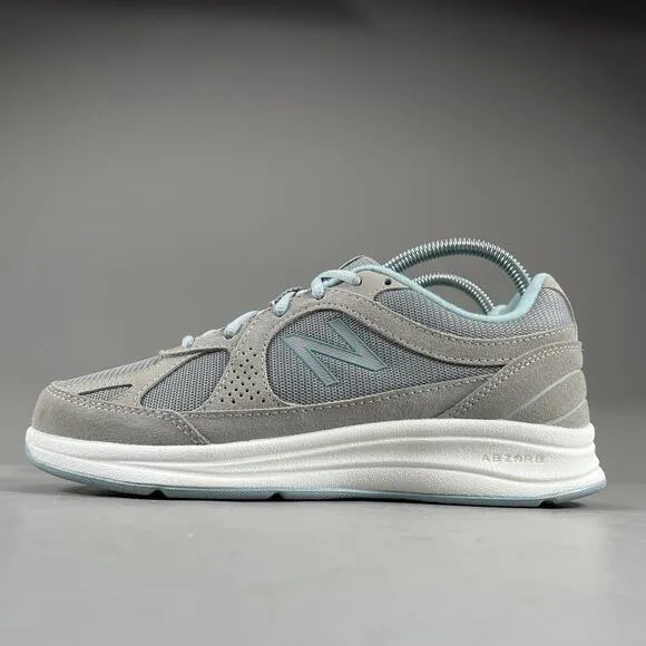New Balance 877 Women’s Size 7 B Gray Blue Suede Walking Shoes Casual Sneakers