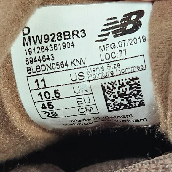 NEW BALANCE 928v3 Men's 11 D Brown Leather Walking Sneakers Shoes MWR928BR3
